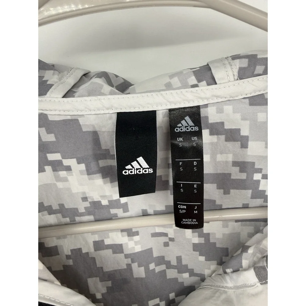 Adidas Mens ID Reflective Track Jacket Gray Digital Camouflage Full Zip Hooded S